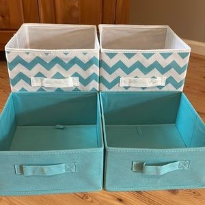 Aqua and White Chevron Bins